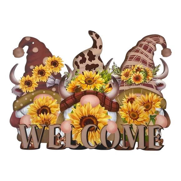Cow & Sunflower Welcome Gnome Ribbon Bundle | Fall Wreath Kit | Country Decor - Picture 3 of 8